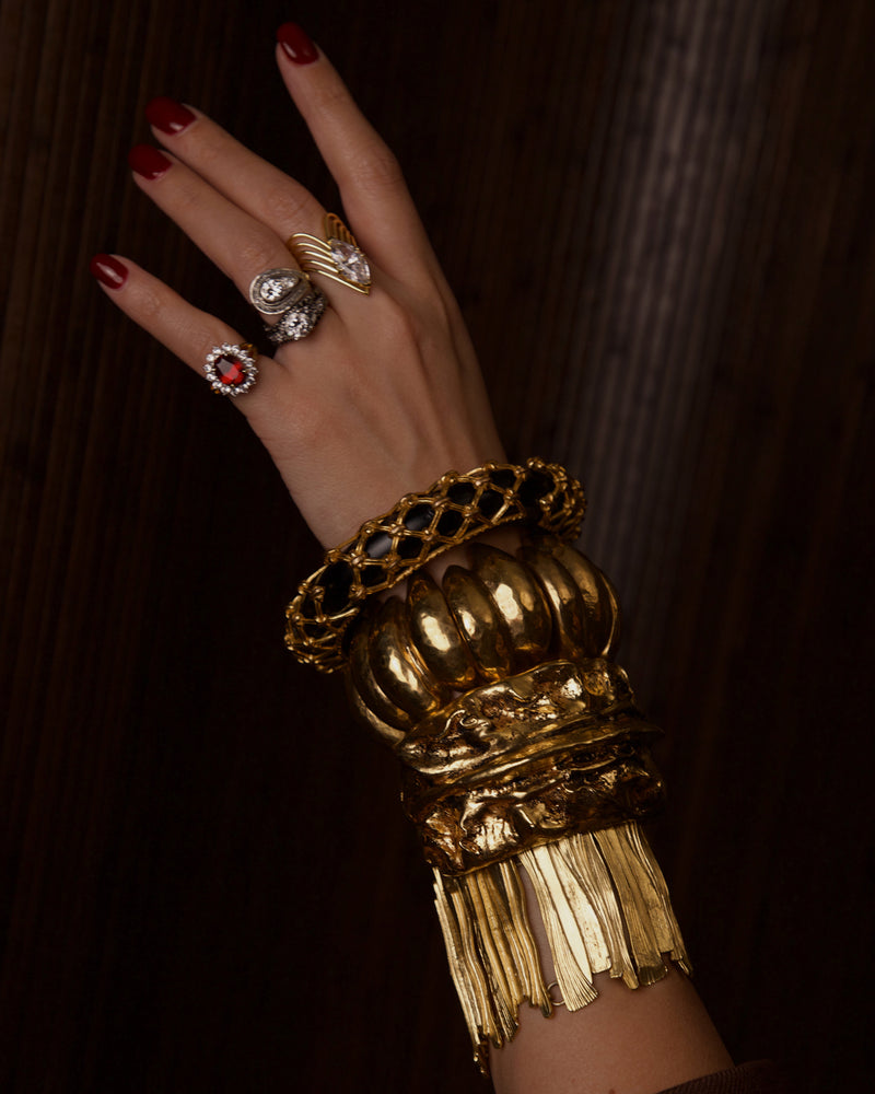 VINTAGE KALINGER ABSTRACT GILT GOLD RESIN CUFF