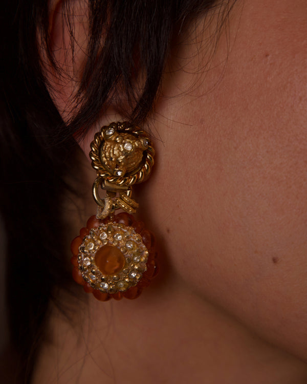 VINTAGE KALINGER ORANGE RESIN EARRINGS