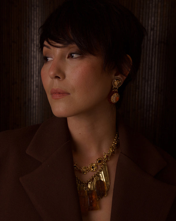 VINTAGE KALINGER ORANGE RESIN EARRINGS