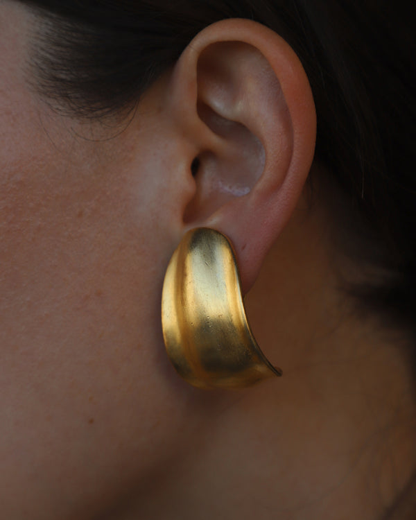 Vintage Large Matte Gold Clip Ons