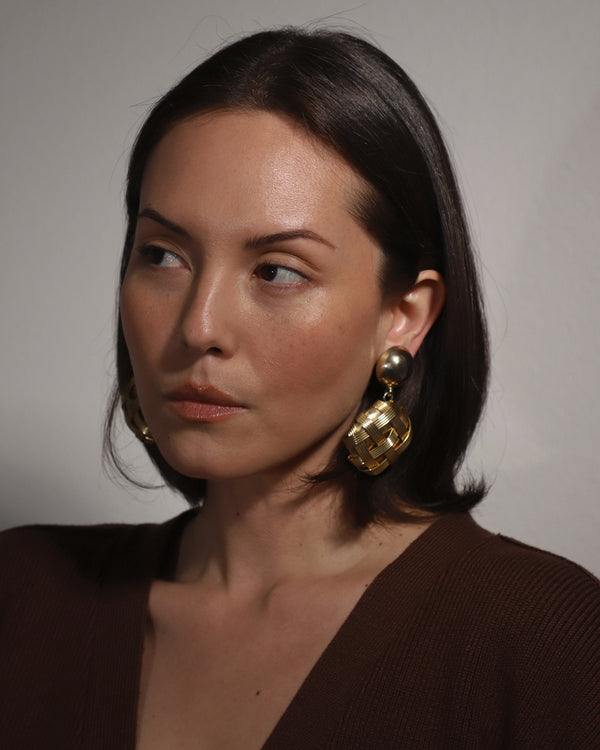 VINTAGE LATTICE DOME DROP EARRINGS