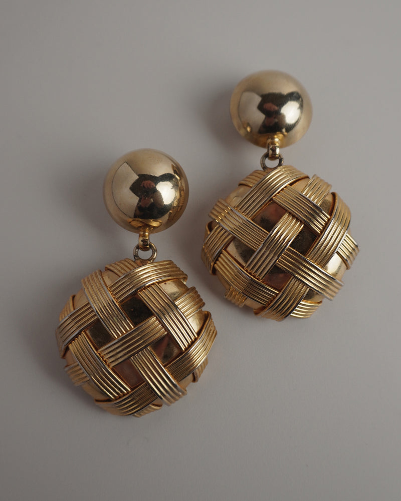 VINTAGE LATTICE DOME DROP EARRINGS