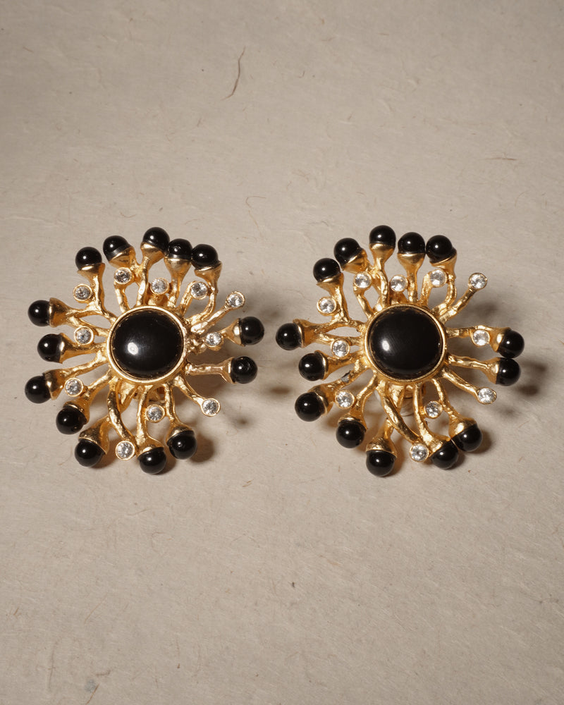 Vintage LB Abstract Black Cab Statement Earrings