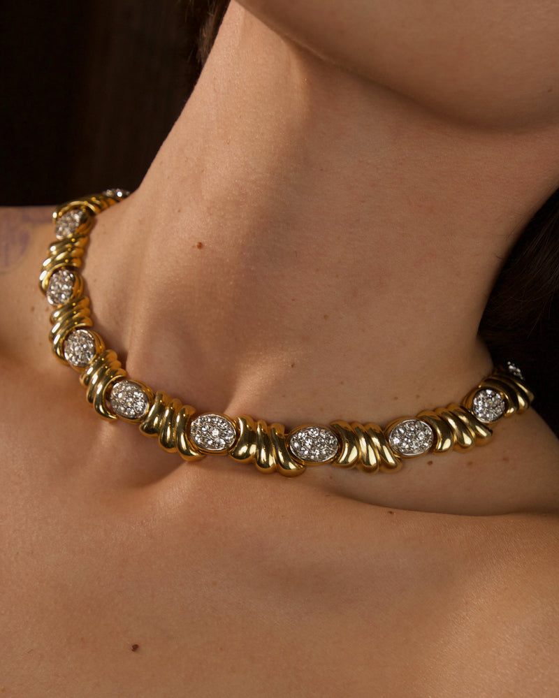 Vintage LB Pave Ribbed Necklace