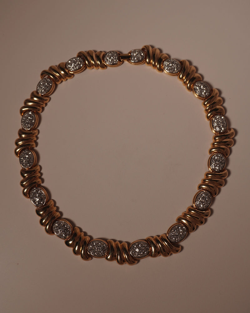 Vintage LB Pave Ribbed Necklace