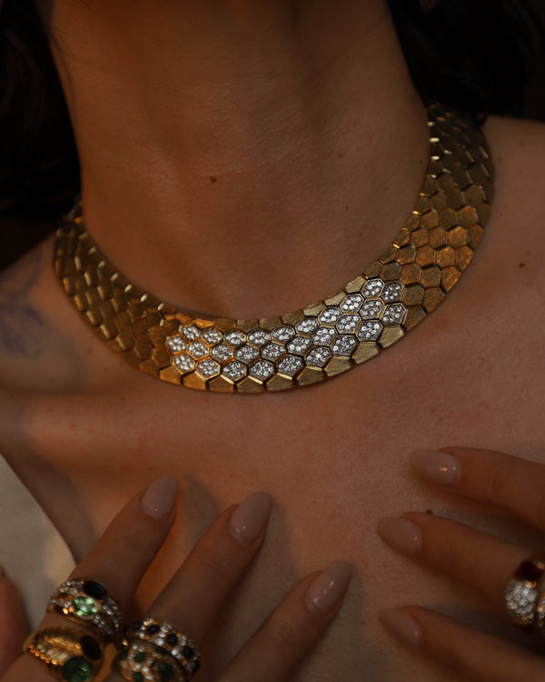 Vintage Les Bernard Pavé Scaled Necklace
