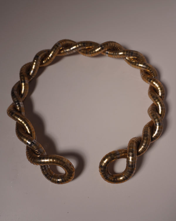 Vintage Malleable Brutalist Necklace (Gold)