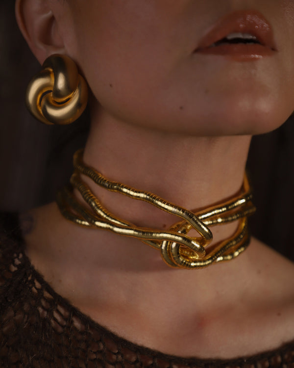 Vintage Malleable Brutalist Necklace (Gold/Thin)