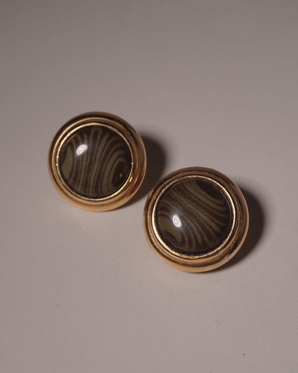 Vintage Marbled Acrylic Button Earrings