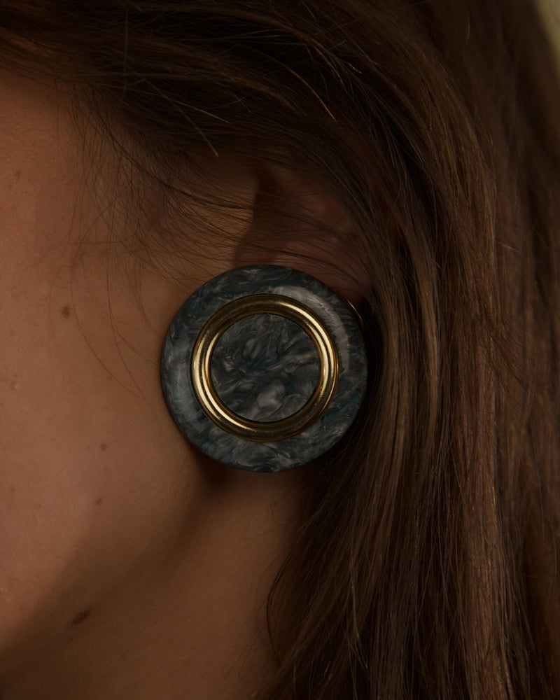 VINTAGE MARBLED ACRYLIC DISC EARRINGS