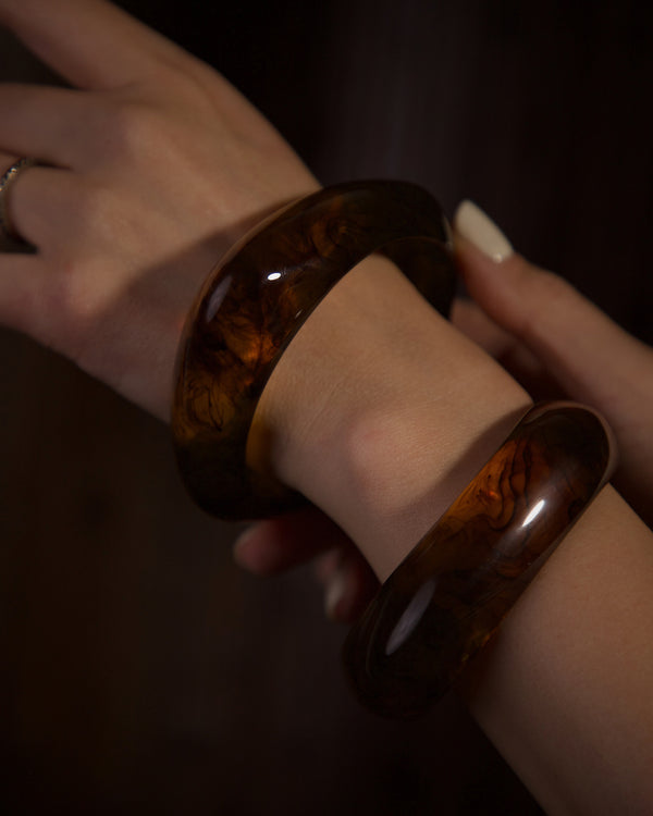 Vintage Marbled Amber Acrylic Bangle