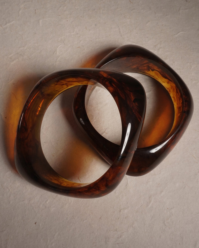 Vintage Marbled Amber Acrylic Bangle