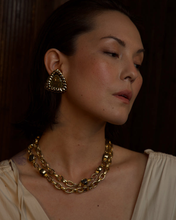 Vintage Marbled Enamel Clip Ons