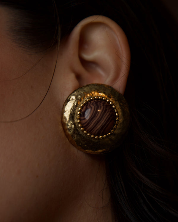 Vintage Marbled Hammered Dome Clip Ons