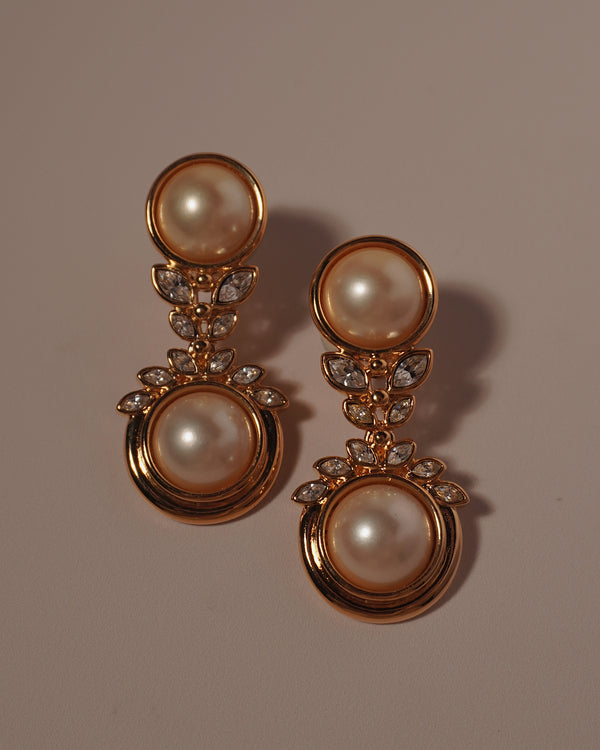 Vintage Marquise Pearl Drop Earrings