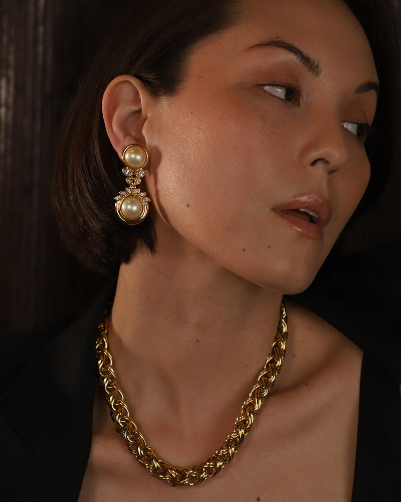 Vintage Marquise Pearl Drop Earrings