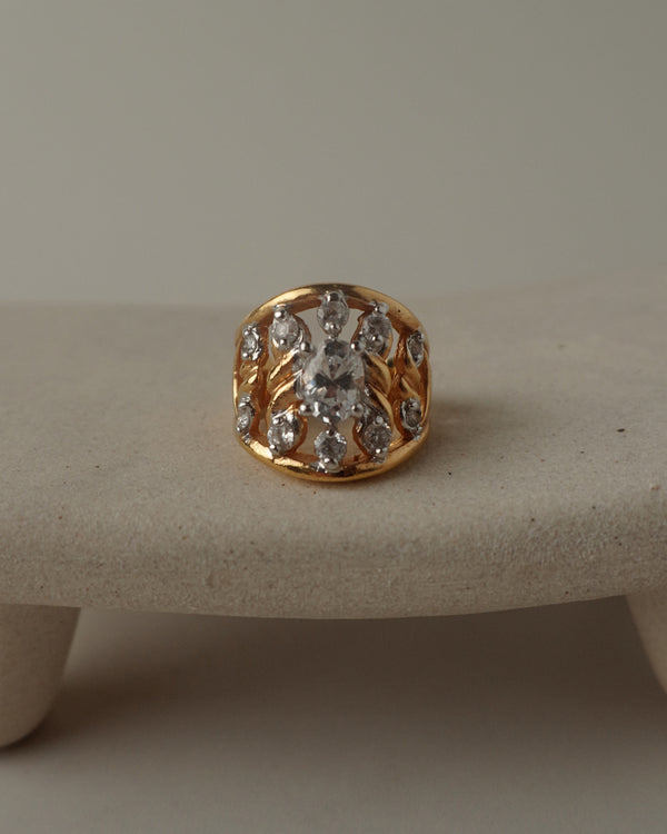 Vintage Marquise Rhinestone Ring Sz 6