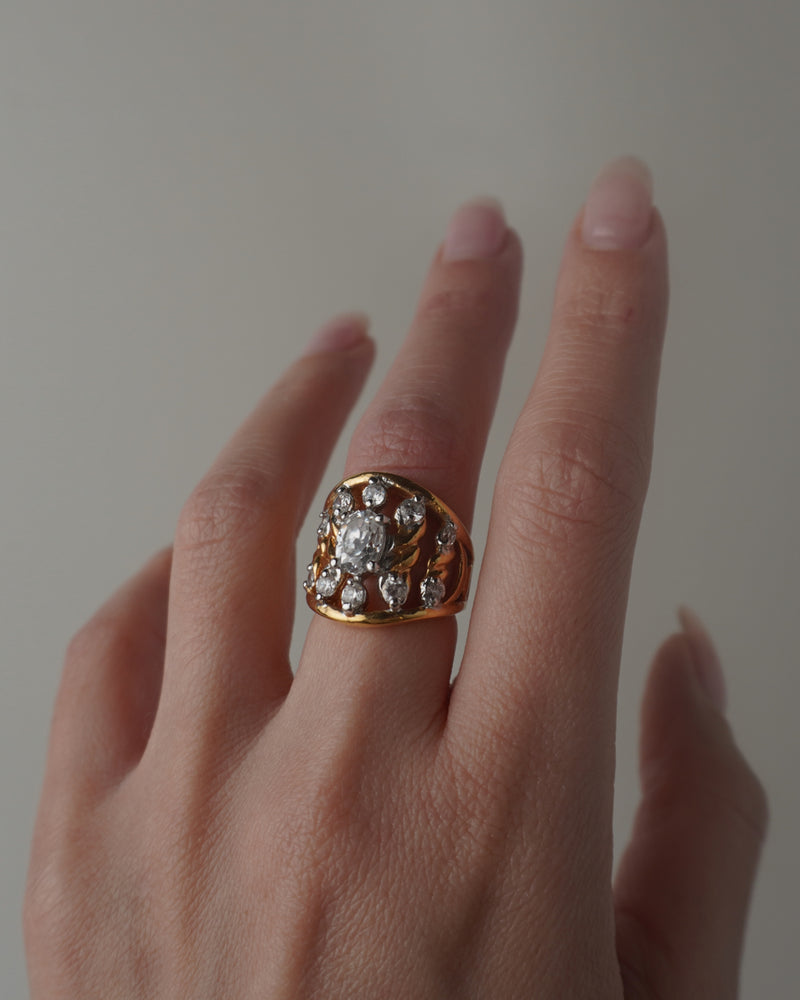 Vintage Marquise Rhinestone Ring Sz 6