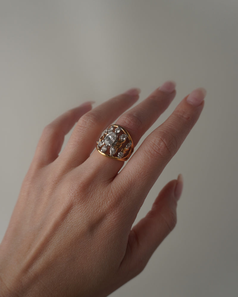 Vintage Marquise Rhinestone Ring Sz 6
