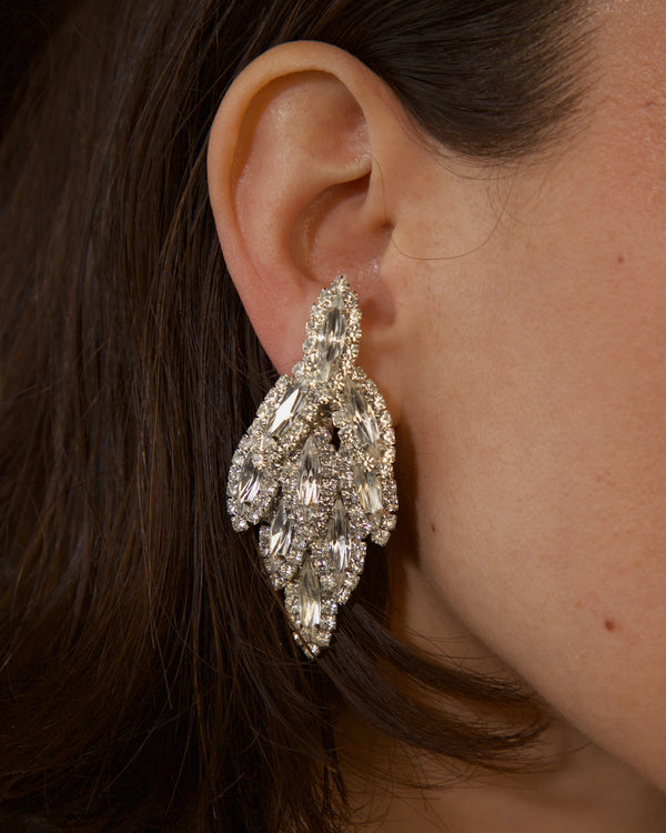 Vintage Marquise Rhinestone Statement Earrings