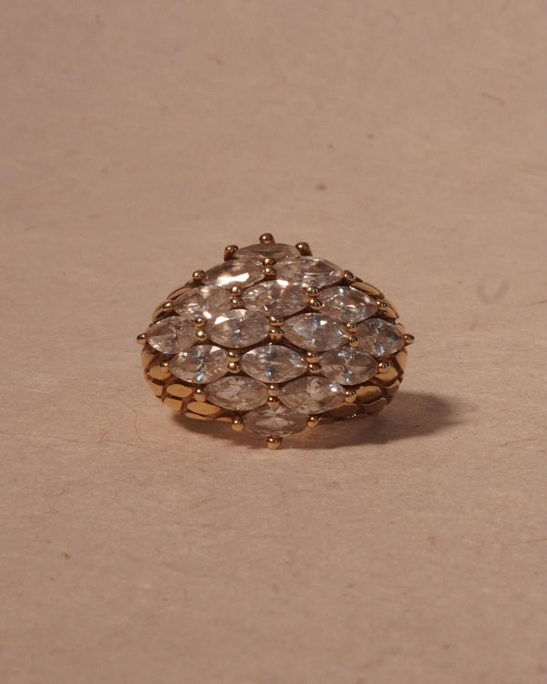 Vintage Marquise Rhinestone Dome Ring (Sz 8.5)