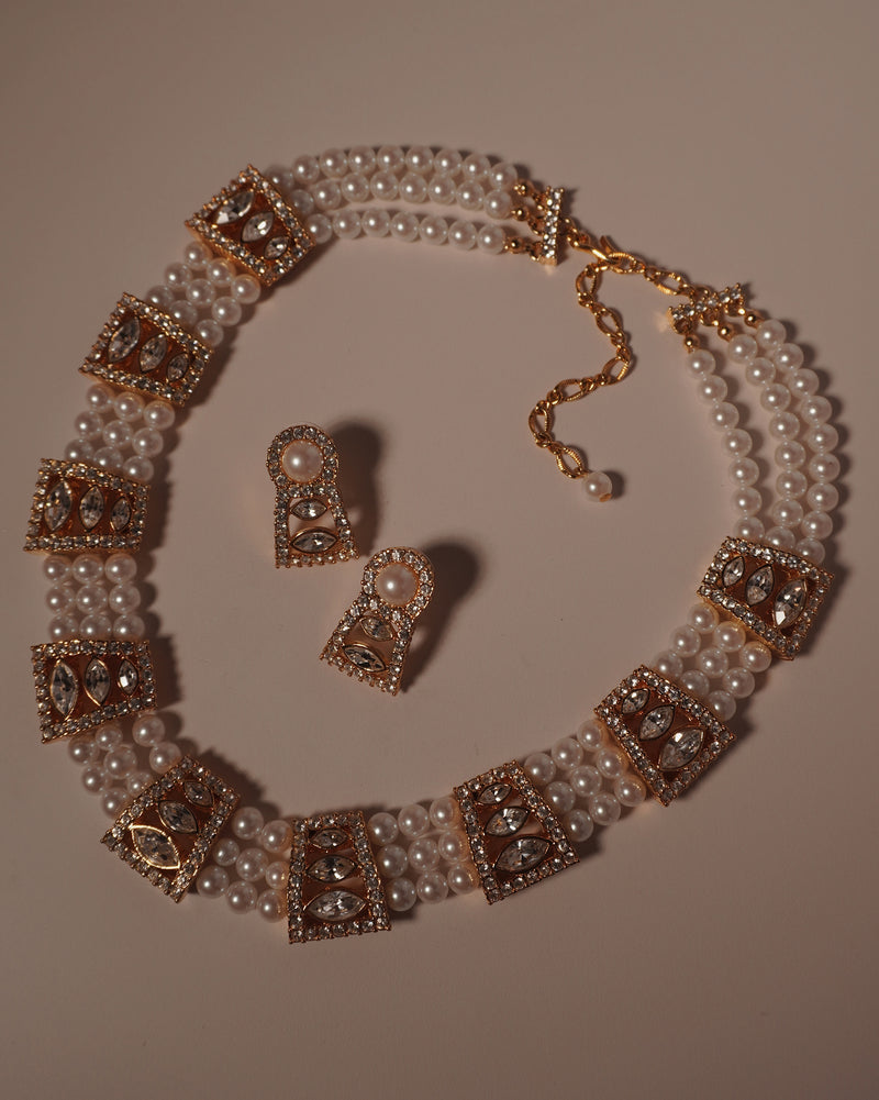 Vintage Marvella Pearl & Rhinestone Set