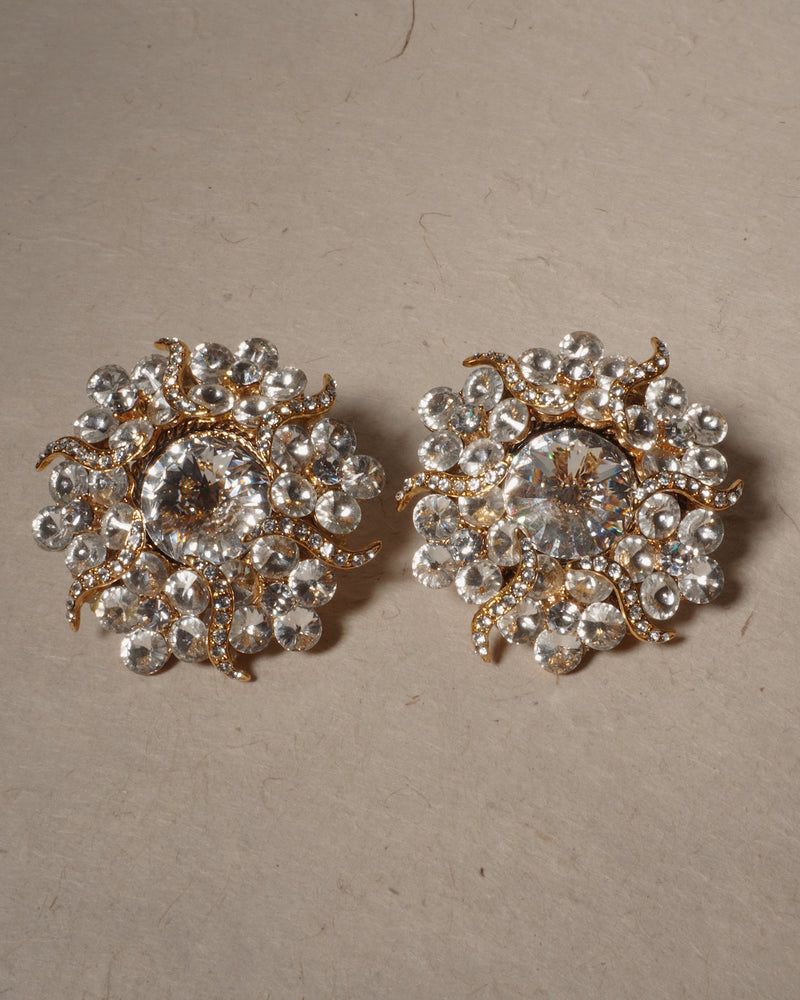 Vintage Massive Crystal Statement Clip Ons