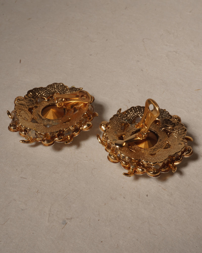 Vintage Massive Crystal Statement Clip Ons