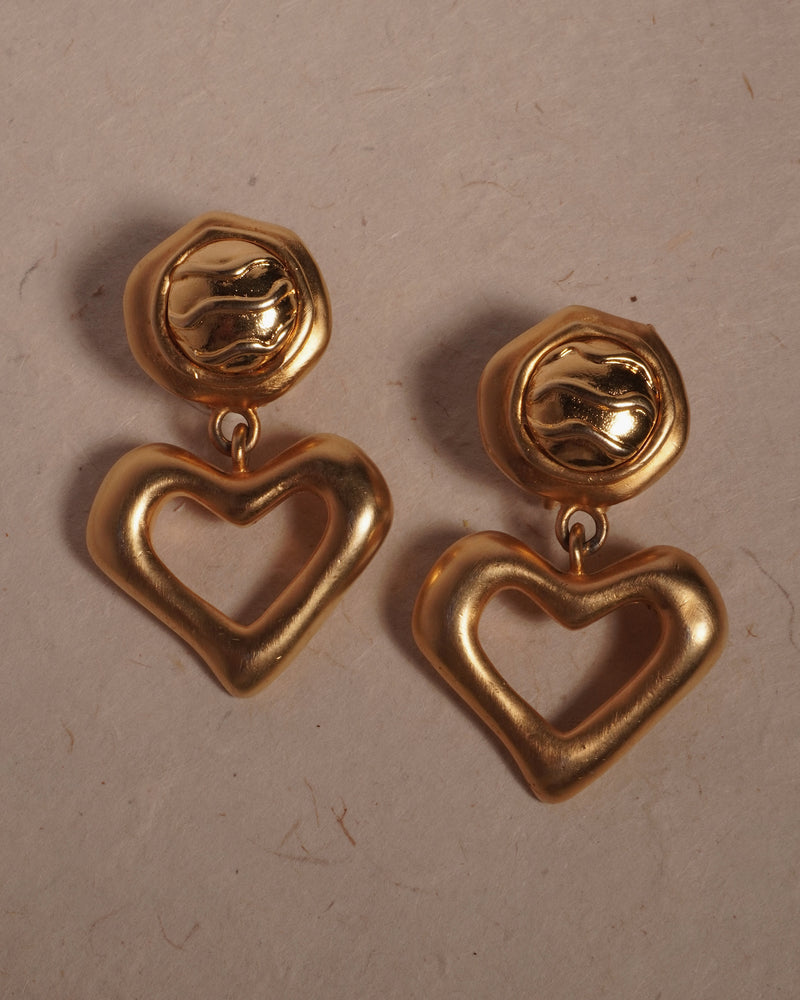 Vintage Matte Abstract Heart Drop Earrings