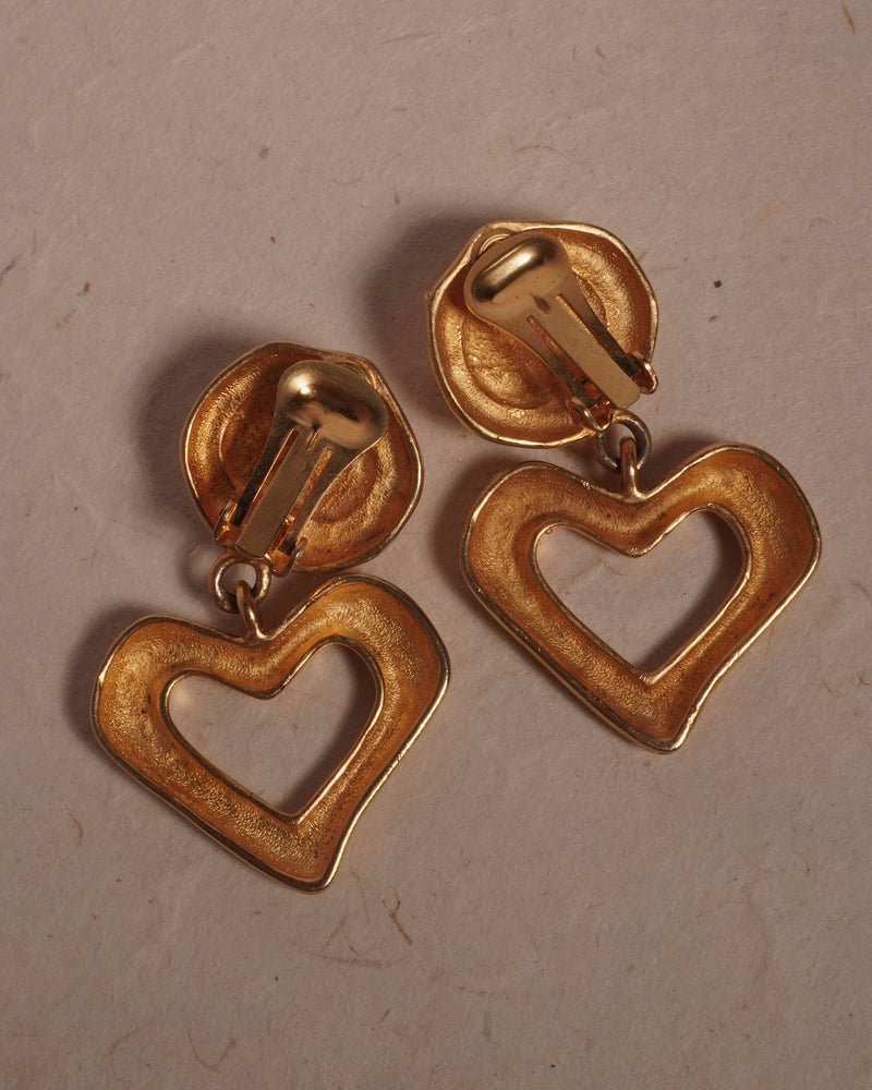 Vintage Matte Abstract Heart Drop Earrings