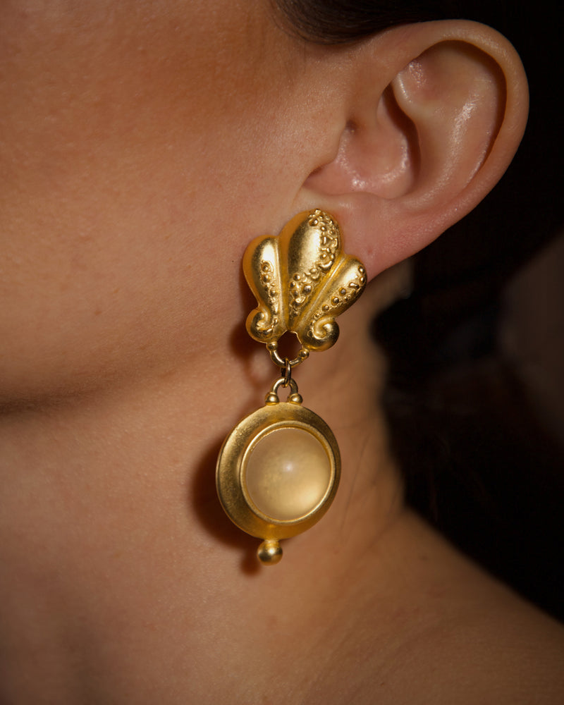 Vintage Matte Etruscan Sea Drop Earrings