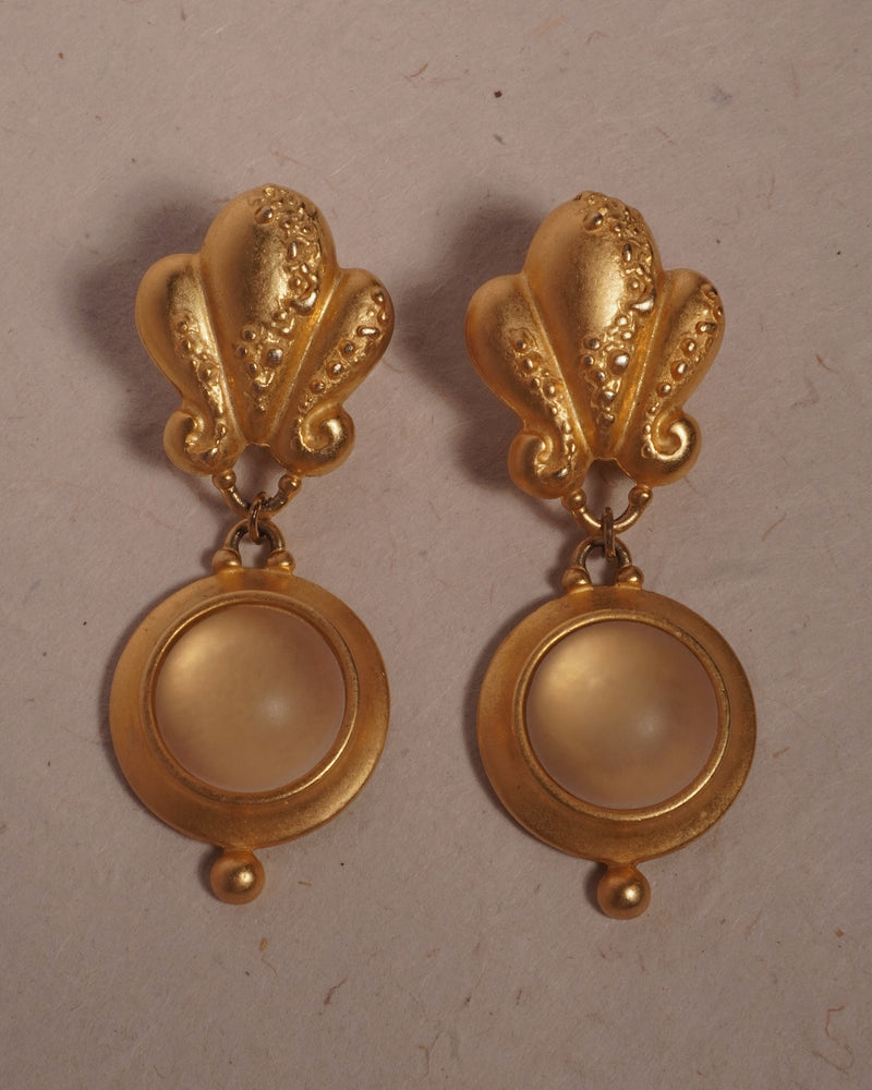 Vintage Matte Etruscan Sea Drop Earrings