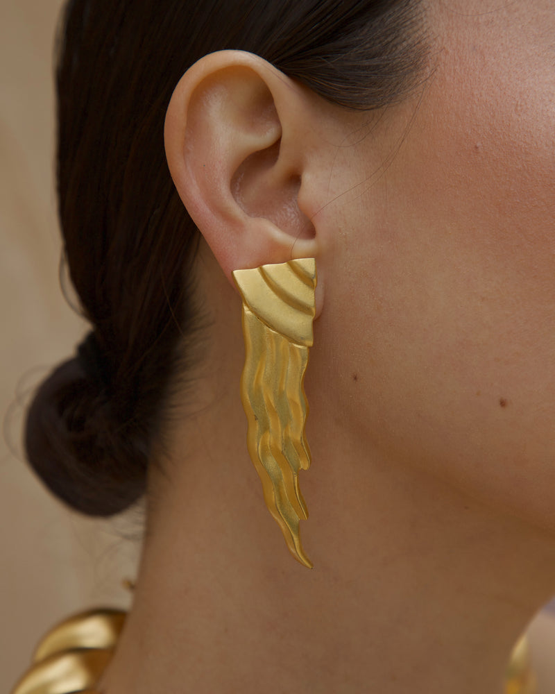 Vintage Matte Etruscan Statement Earrings