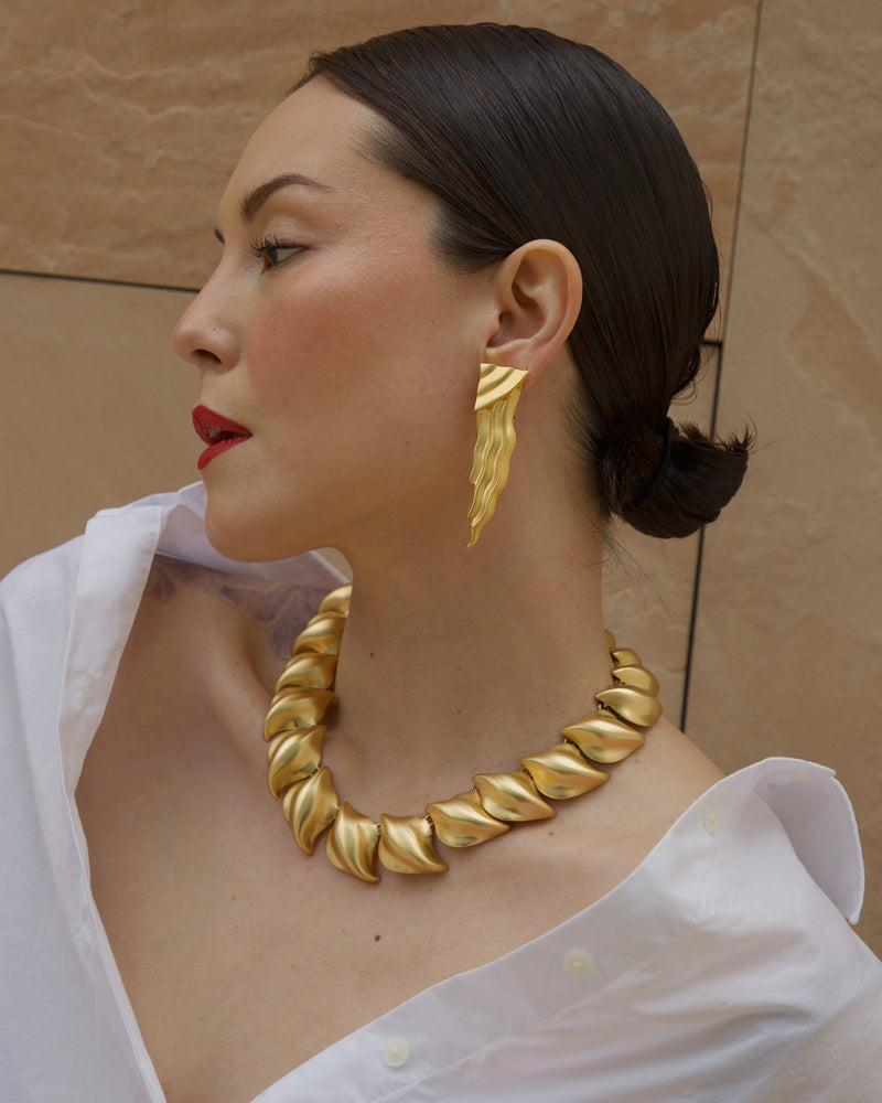 Vintage Matte Etruscan Statement Earrings