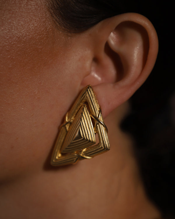 Vintage Matte Etruscan Triangle Clip Ons