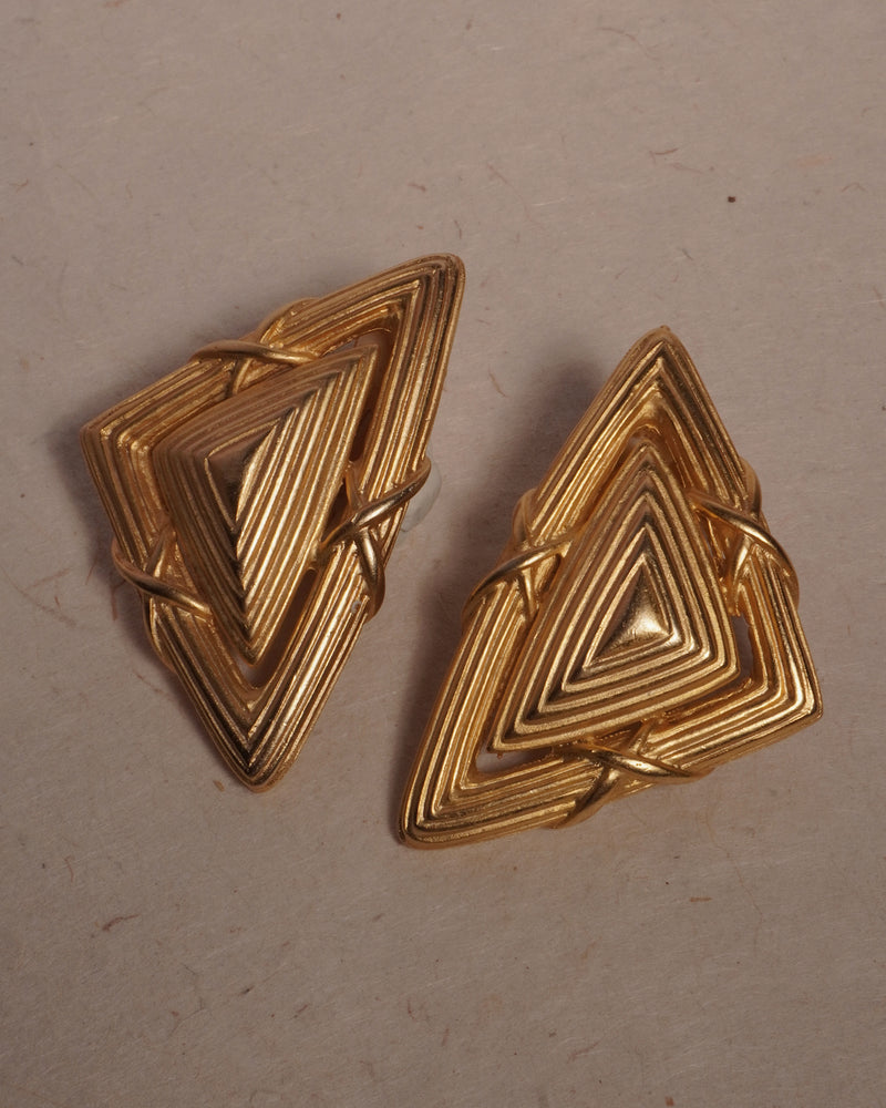 Vintage Matte Etruscan Triangle Clip Ons