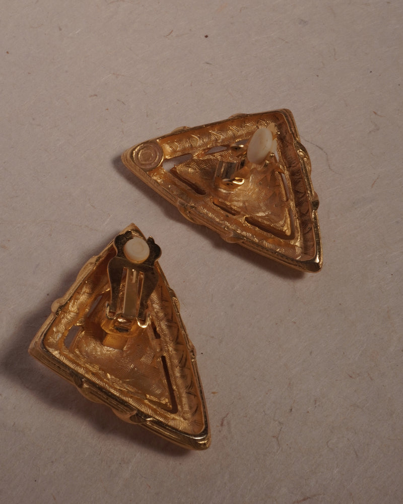 Vintage Matte Etruscan Triangle Clip Ons