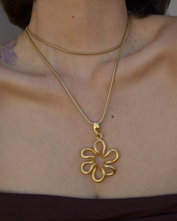 Matte Gold Abstract Flower Necklace