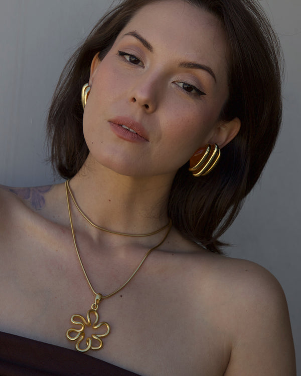 Matte Gold Abstract Flower Necklace