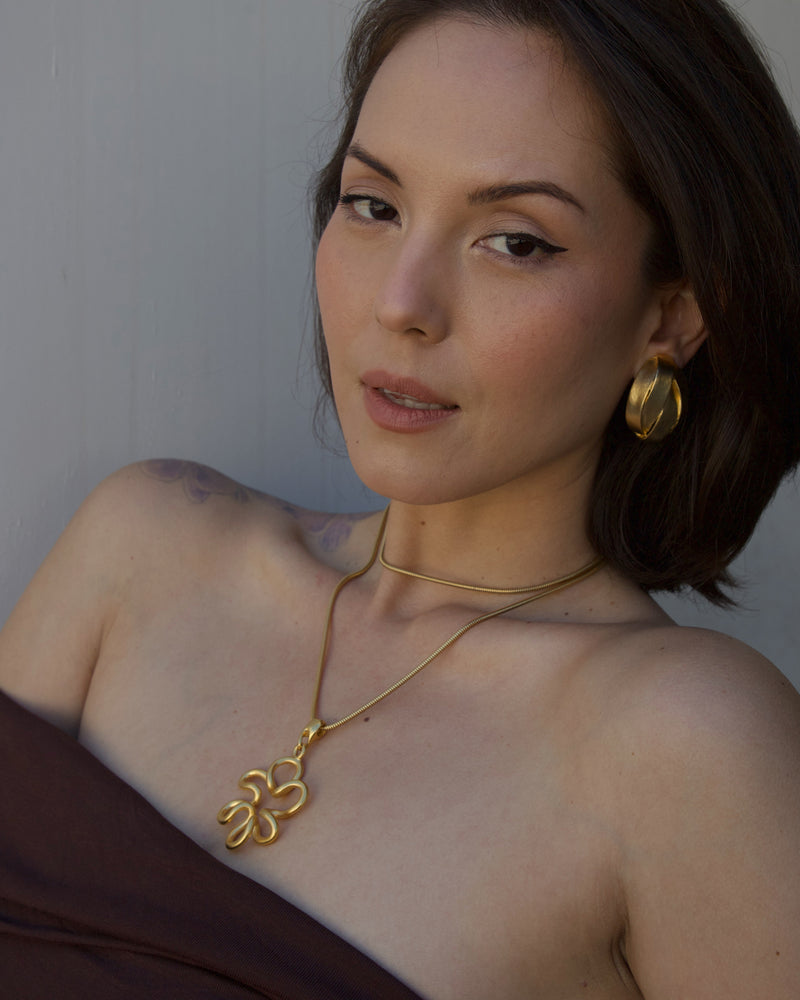 Matte Gold Abstract Flower Necklace