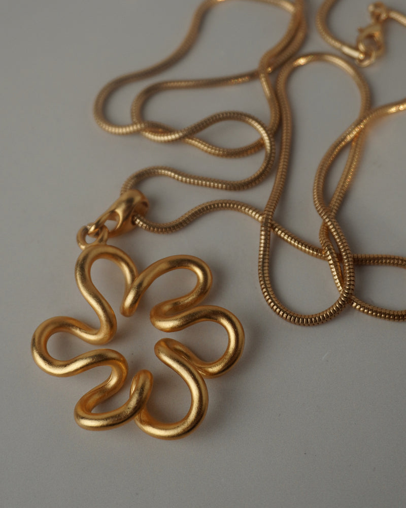 Matte Gold Abstract Flower Necklace
