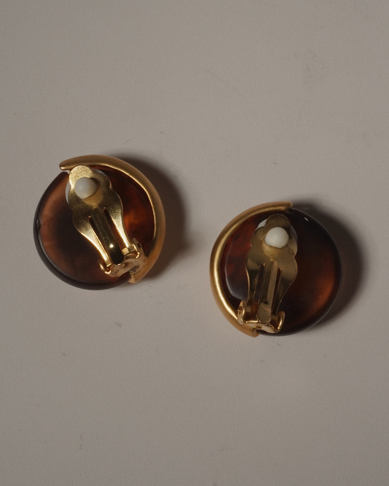 VINTAGE MATTE GOLD AMBER LUCITE BUTTONS