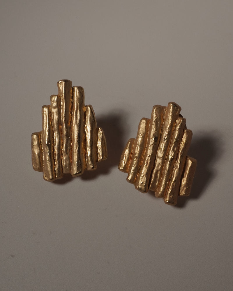 VINTAGE MATTE GOLD BRUTALIST CLIP ONS