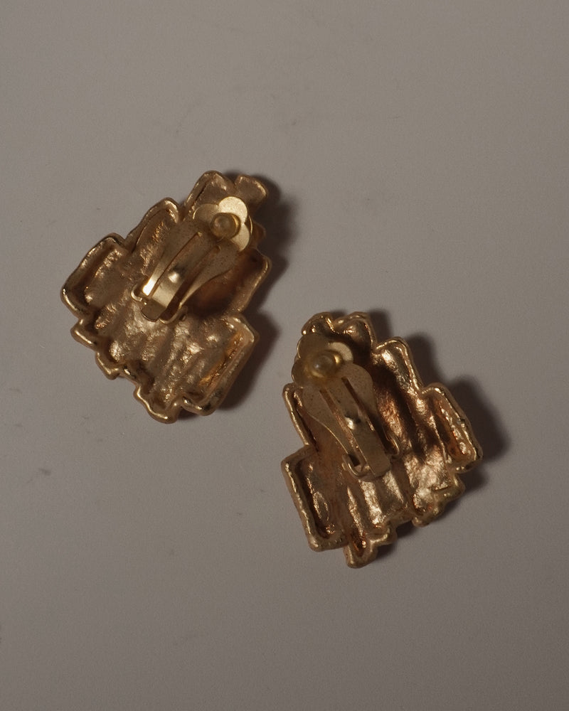 VINTAGE MATTE GOLD BRUTALIST CLIP ONS