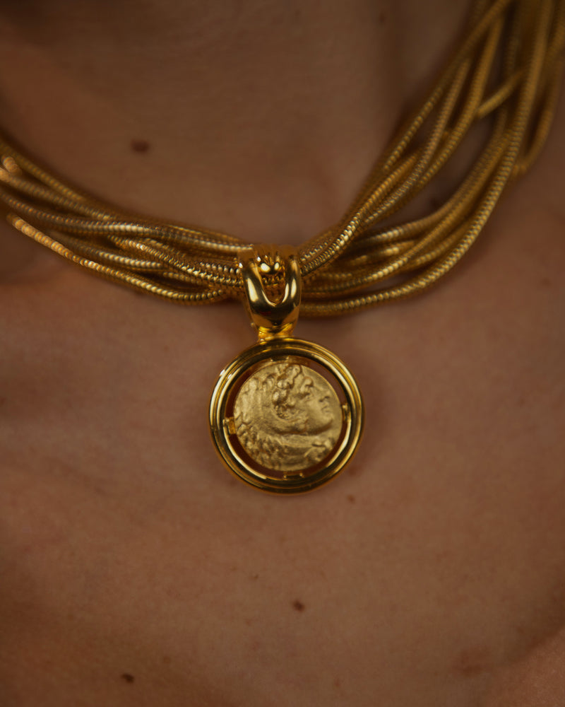 VINTAGE MATTE GOLD COIN PENDANT