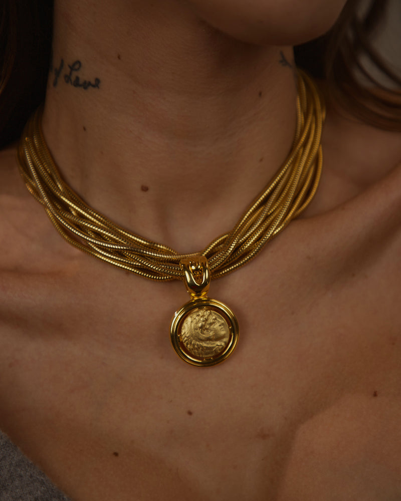 VINTAGE MATTE GOLD COIN PENDANT