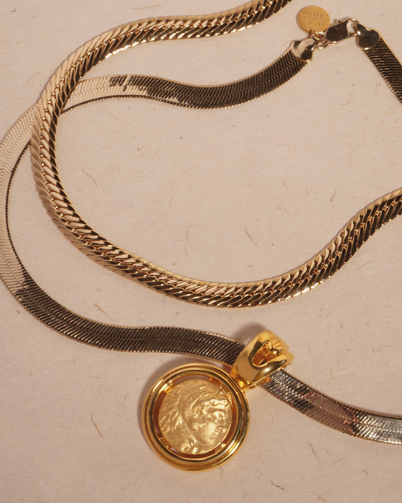 VINTAGE MATTE GOLD COIN PENDANT