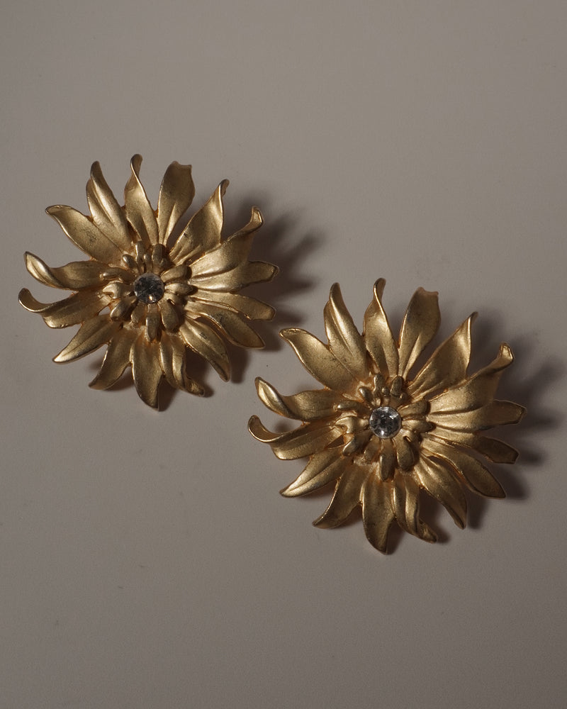 VINTAGE MATTE GOLD CZ CLIP ONS