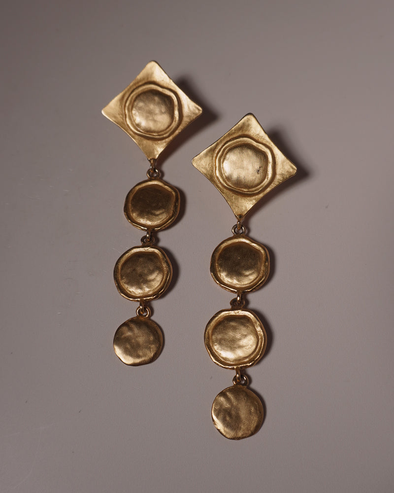 Vintage Matte Gold Etruscan Drop Earrings