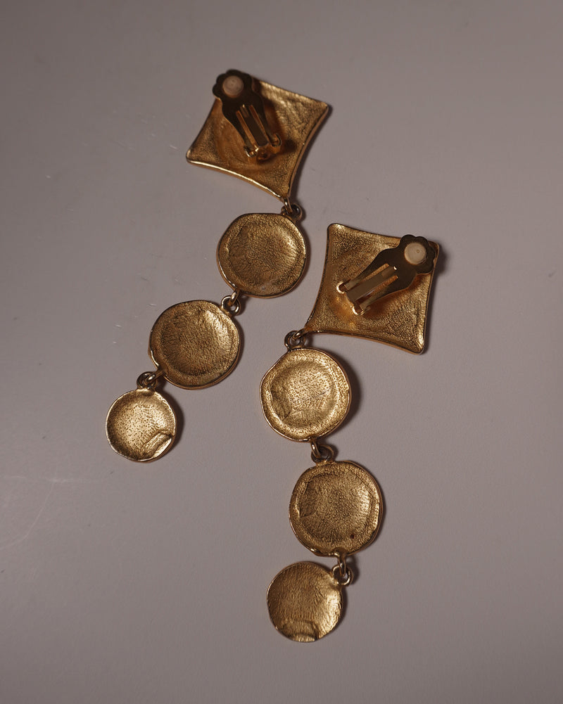 Vintage Matte Gold Etruscan Drop Earrings